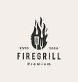 fire flame grill spatula fork hipster vintage vector image