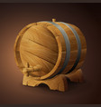 old wooden barrel on rack with wood stopcock front vector image