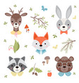 set of cute woodland animals vector image vector image