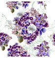 floral pattern with detailed flowers in purple vector image vector image