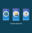 industrial fish production set vector image vector image
