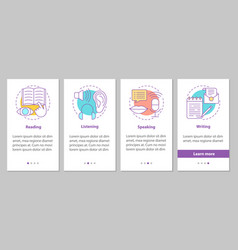 Basic language skills onboarding mobile app page Vector Image
