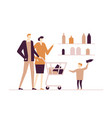 family shopping - flat design style colorful vector image