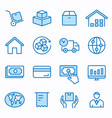 logistics flat line icon set vector image