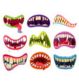 mouth and teeth halloween cartoon set vector image
