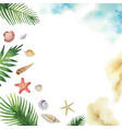 watercolor colorful seashells and tropical vector image
