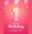 celebrating 1 years birthday 3d vector image vector image
