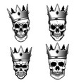 set of human skulls with king crown design vector image vector image