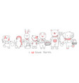 cute baby animals collection hand drawn style vector image vector image