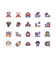 disaster filled line icons vector image