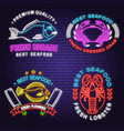 dorade lobster flounder crab neon sign vector image