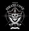 pirate skull grunge design for t-shirt vector image