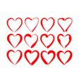 red striped heart shape design icon set vector image