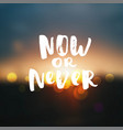 hand drawn calligraphy now or never vector image