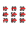 anniversaries numbers with red ribbon vector image vector image