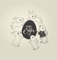 egg with happy easter inscription and cute little vector image vector image
