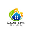 eco house logo design sun solar energy vector image