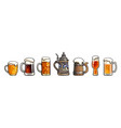 hand drawn set of beer mugs and glasses vector image vector image