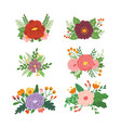 set of floral design elements flower arrangements vector image vector image