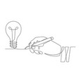 light bulb idea sketch hand with pen drawing one vector image vector image