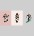 monkey astronaut with skateboard chimpanzee vector image vector image