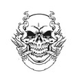 sugar skull smoking silhouette vector image