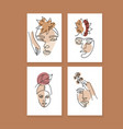 abstract female portraits set contemporary art vector image vector image