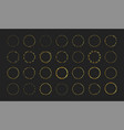 set gold hand drawn round frames on black vector image