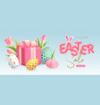 happy easter big sale poster with colorful eggs vector image
