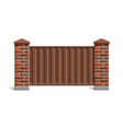 fence with brick pillars and metal profile vector image
