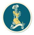 tattoo style sticker a pinup girl drinking vector image vector image