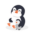 cartoon penguin hug with baby vector image