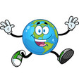 happy earth globe cartoon character running vector image
