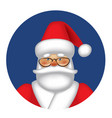 santa claus in glasses portrait in round frame vector image vector image