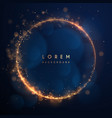 abstract golden circle frame on blue background vector image vector image