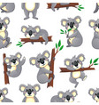 cartoon koala bear characters seamless pattern vector image
