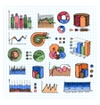 colored graphs charts and diagrams on grid lines vector image