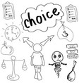 drawn person making choice vector image