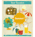 summer vacation card in vintage retro style vector image