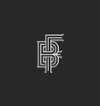 monogram letters bf or fb initials logo mockup vector image