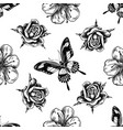 seamless pattern with black and white sakura vector image