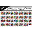 set 207 country flags flying vector image