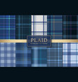 blue plaid seamless patterned background set vector image