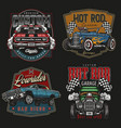 custom american cars vintage colorful logos vector image