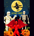 halloween horror party banner with demon monsters vector image