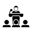 public speaking icon male person on podium vector image