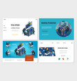 isometric hacker activity websites set vector image