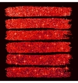 red glitter brushstrokes set isolated at black vector image