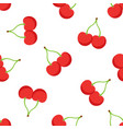 seamless pattern with twin red cherries vector image vector image