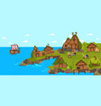 vikings and scandinavian warriors settlement funny vector image vector image